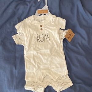 NWT 3-6m Rae Dunn 2pk Dino Romper set